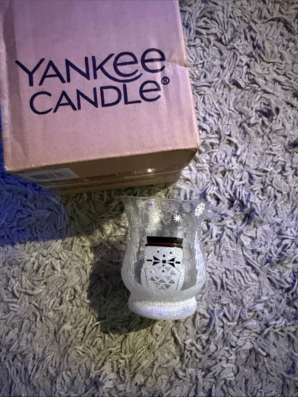 Yankee Candle White & Silver Snowman Glitter Votive Holder